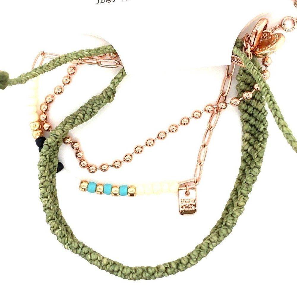 New Pura Vida Green Braid Pack Bracelet‎ Set